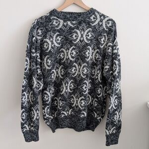 Vintage Pronto Uomo Black and White Wool Blend Crew Neck